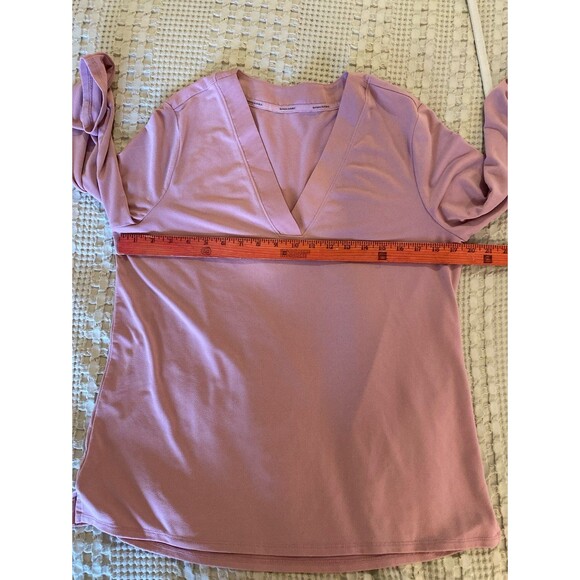 Banana Republic Blouse Size ? large Top Pink Dusty Rose V Neck 3/4 Sleeves - Picture 8 of 9